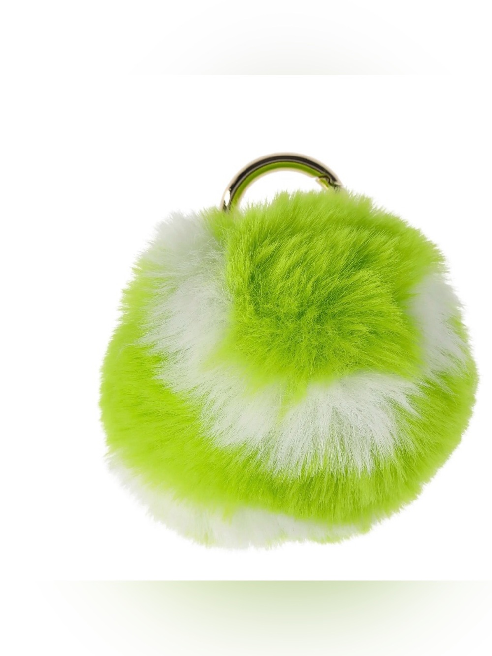 NWT bag charm Lime Green and White Faux Fur Pom-Pom Key Ring
